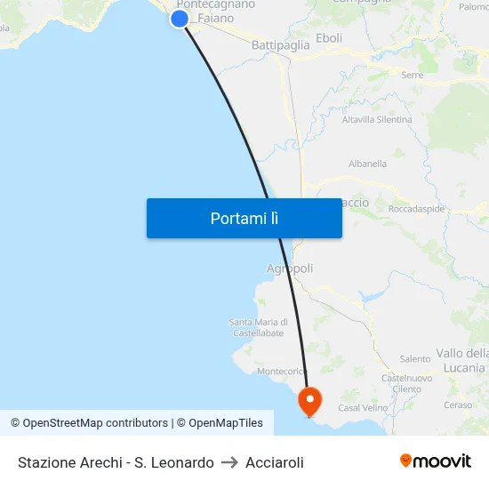 Stazione Arechi - S. Leonardo to Acciaroli map