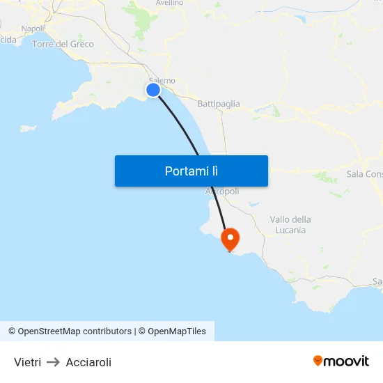 Vietri to Acciaroli map