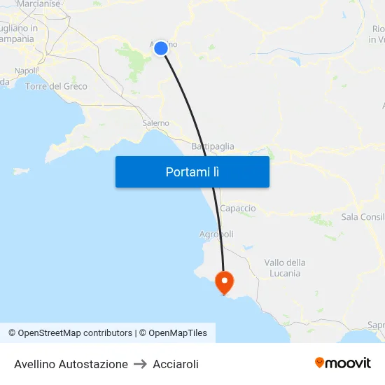 Avellino Autostazione to Acciaroli map