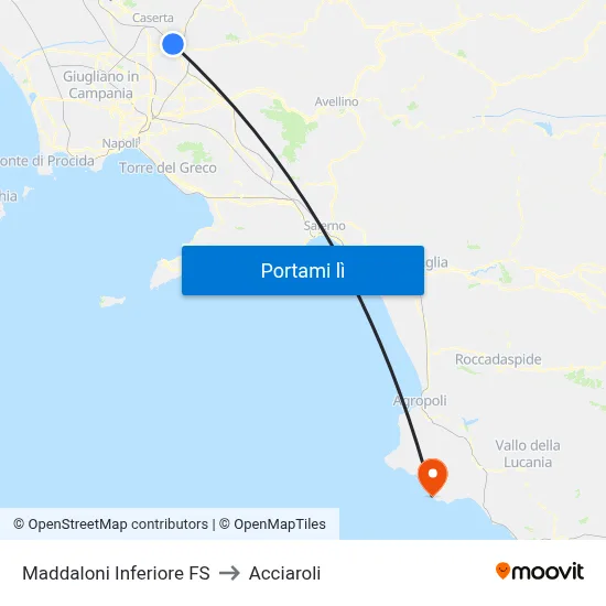 Maddaloni Inferiore FS to Acciaroli map