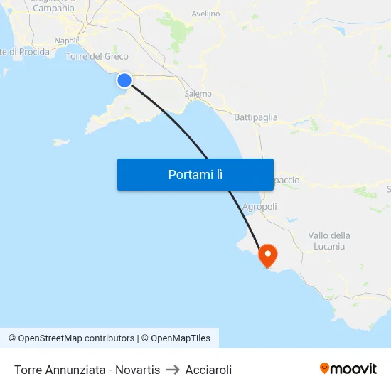 Torre Annunziata - Novartis to Acciaroli map