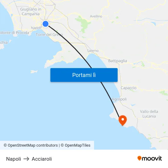 Napoli to Acciaroli map