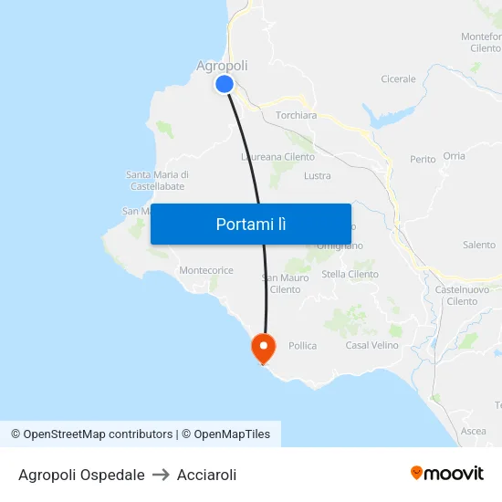 Agropoli Ospedale to Acciaroli map