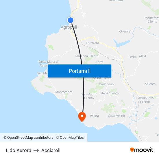 Lido Aurora to Acciaroli map
