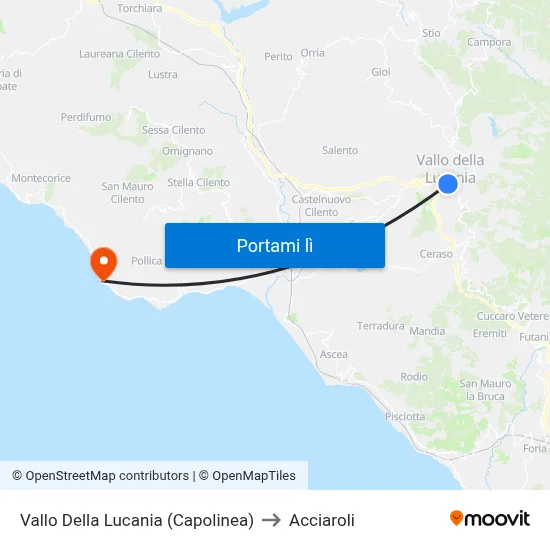 Vallo Della Lucania (Capolinea) to Acciaroli map
