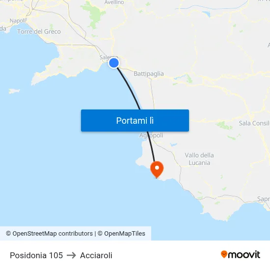 Posidonia 105 to Acciaroli map