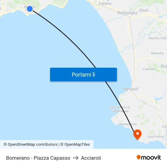 Bomerano - Piazza Capasso to Acciaroli map