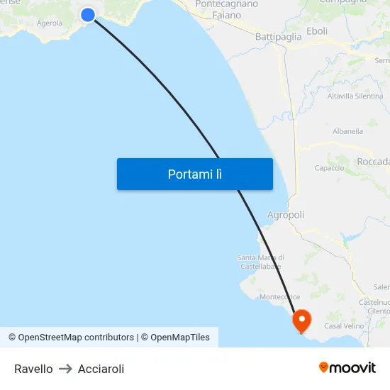 Ravello to Acciaroli map