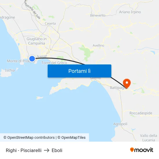 Righi - Pisciarelli to Eboli map