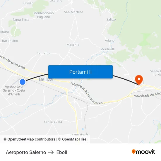 Aeroporto Salerno to Eboli map