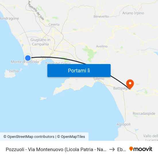 Pozzuoli - Via Montenuovo (Licola Patria - Navidad) to Eboli map