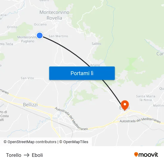 Torello to Eboli map