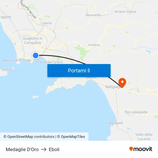 Medaglie D'Oro to Eboli map