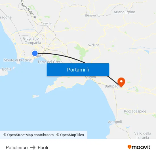 Policlinico to Eboli map