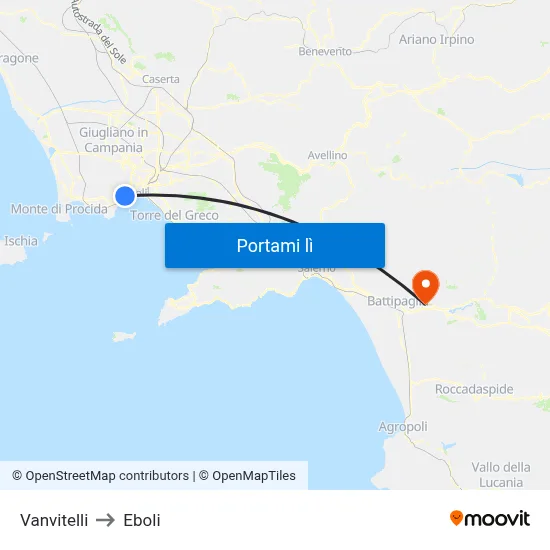 Vanvitelli to Eboli map