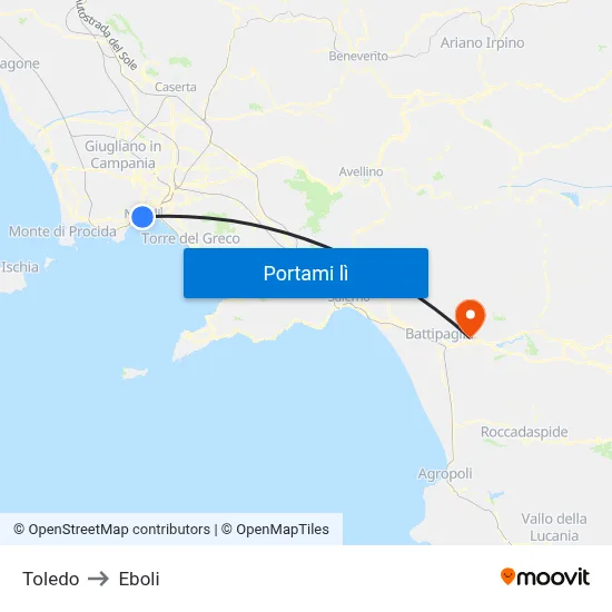 Toledo to Eboli map