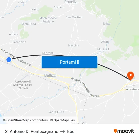 S. Antonio Di Pontecagnano to Eboli map