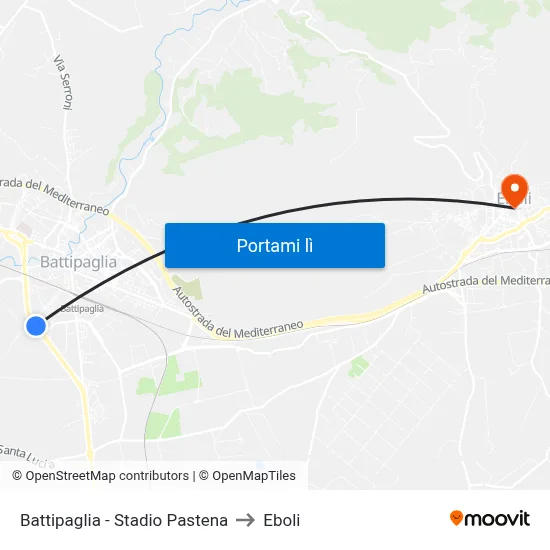 Battipaglia - Stadio Pastena to Eboli map
