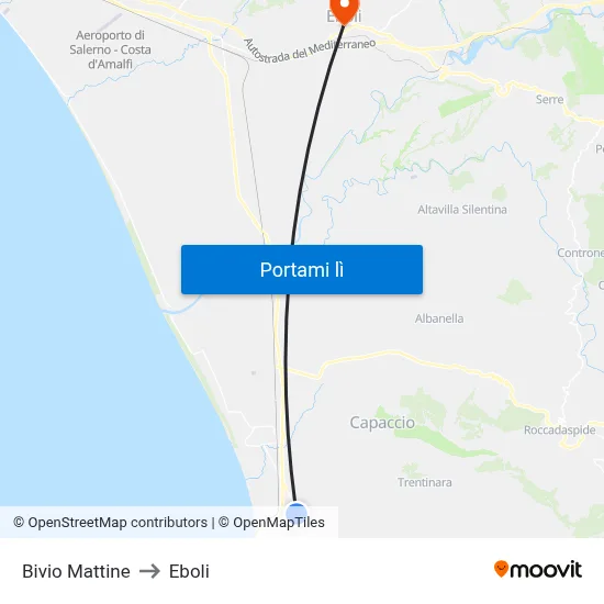 Bivio Mattine to Eboli map