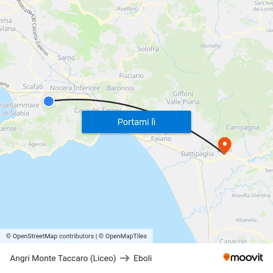 Angri Monte Taccaro (Liceo) to Eboli map