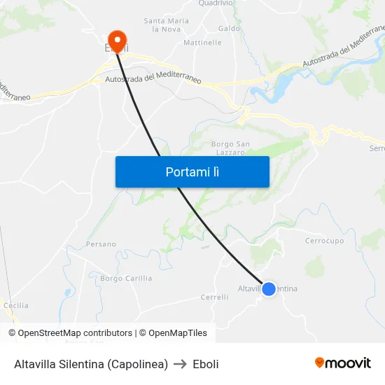 Altavilla Silentina (Capolinea) to Eboli map