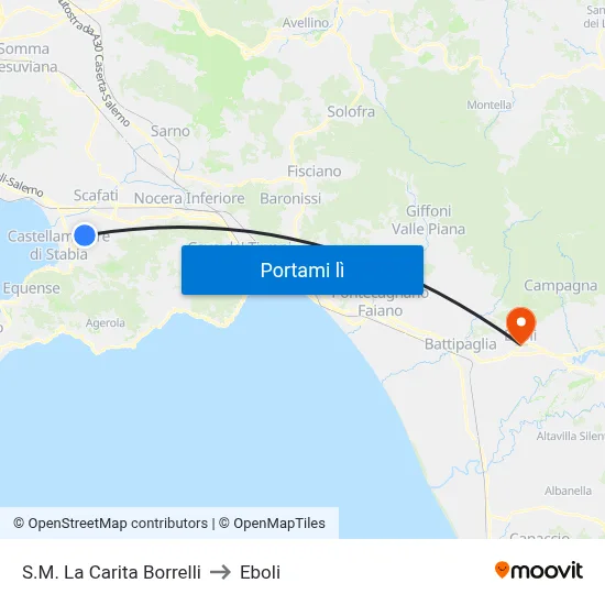 S.M. La Carita  Borrelli to Eboli map