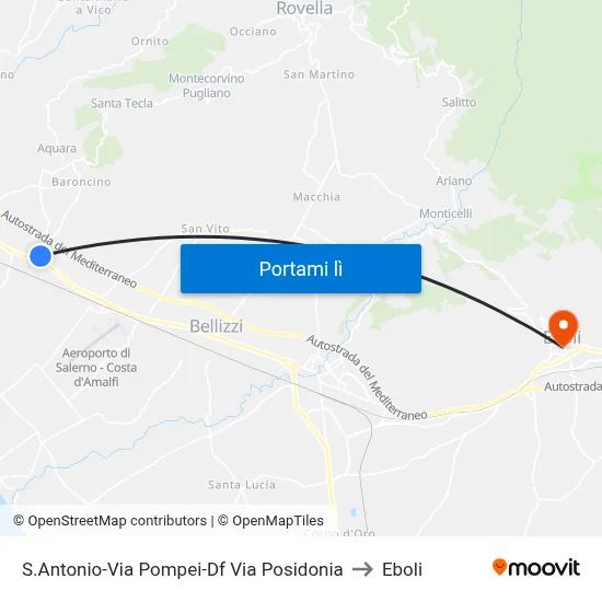 S.Antonio-Via Pompei-Df Via Posidonia to Eboli map