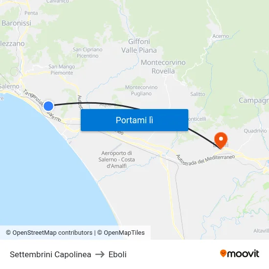 Settembrini Capolinea to Eboli map