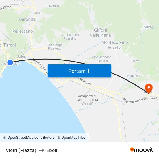 Vietri (Piazza) to Eboli map