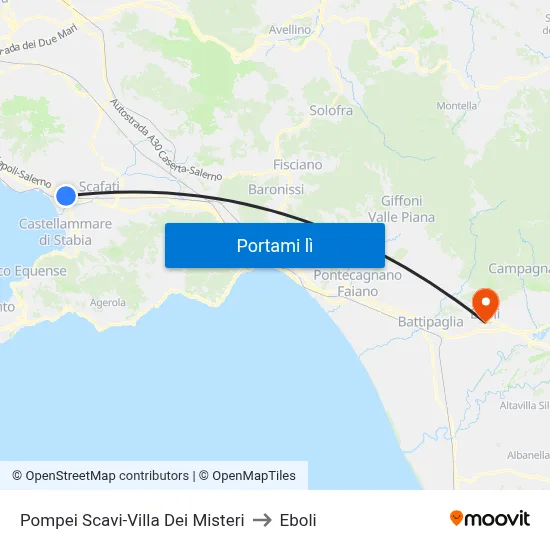 Pompei Scavi-Villa Dei Misteri to Eboli map