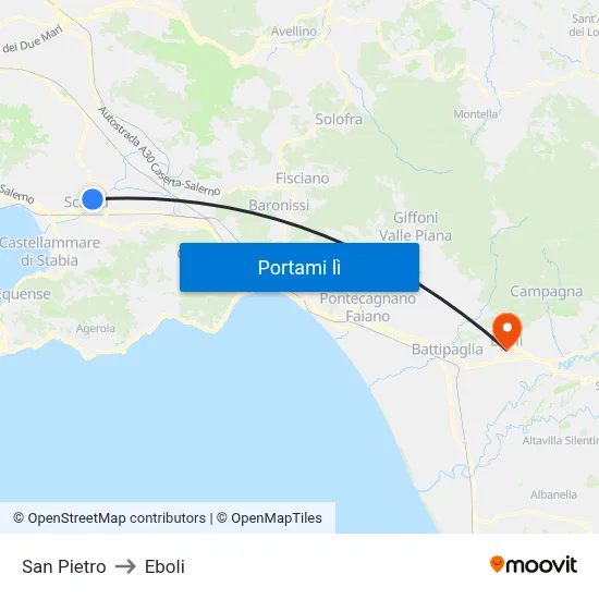 San Pietro to Eboli map