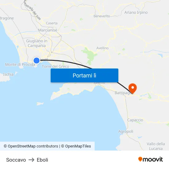 Soccavo to Eboli map