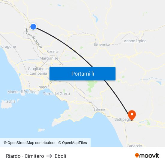 Riardo - Cimitero to Eboli map