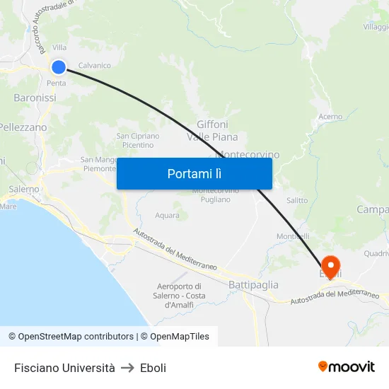 Fisciano Università to Eboli map