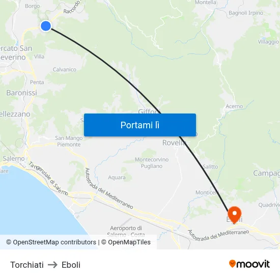 Torchiati to Eboli map