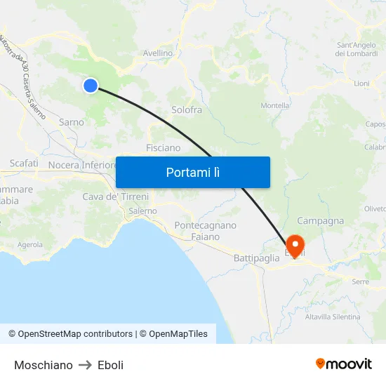 Moschiano to Eboli map