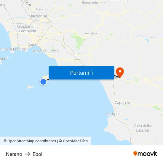 Nerano to Eboli map