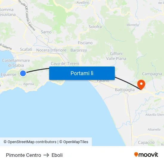 Pimonte Centro to Eboli map