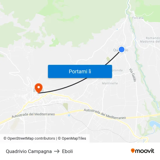 Quadrivio Campagna to Eboli map