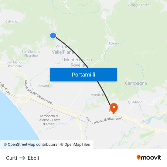 Curti to Eboli map