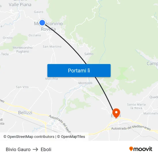 Bivio Gauro to Eboli map