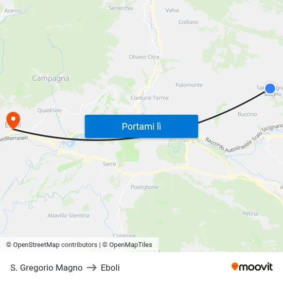 S. Gregorio Magno to Eboli map