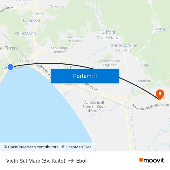 Vietri Sul Mare (Bv. Raito) to Eboli map