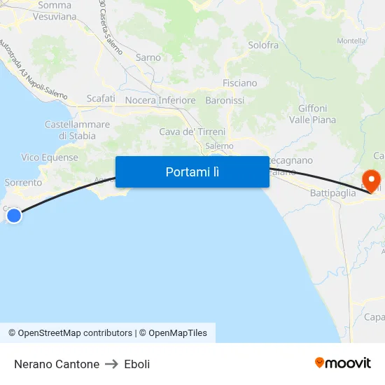 Nerano Cantone to Eboli map