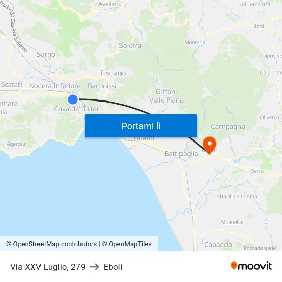 Via XXV Luglio, 279 to Eboli map