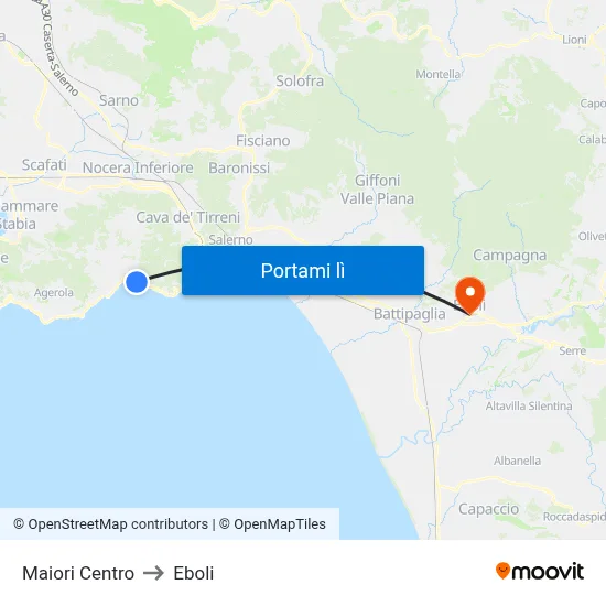 Maiori Centro to Eboli map