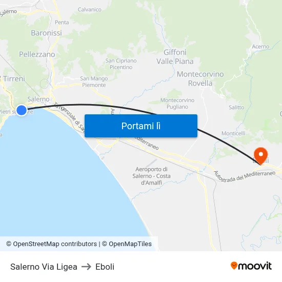 Salerno Via Ligea to Eboli map