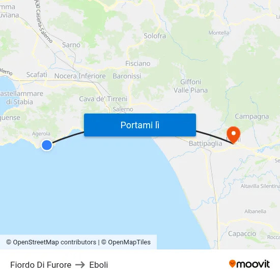 Fiordo Di Furore to Eboli map