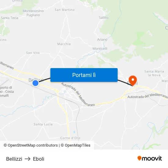 Bellizzi to Eboli map