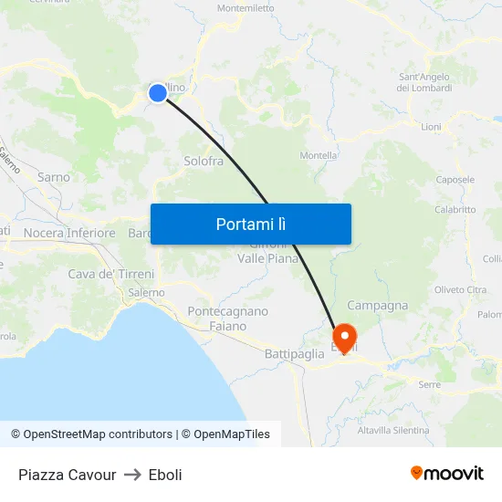 Piazza Cavour to Eboli map